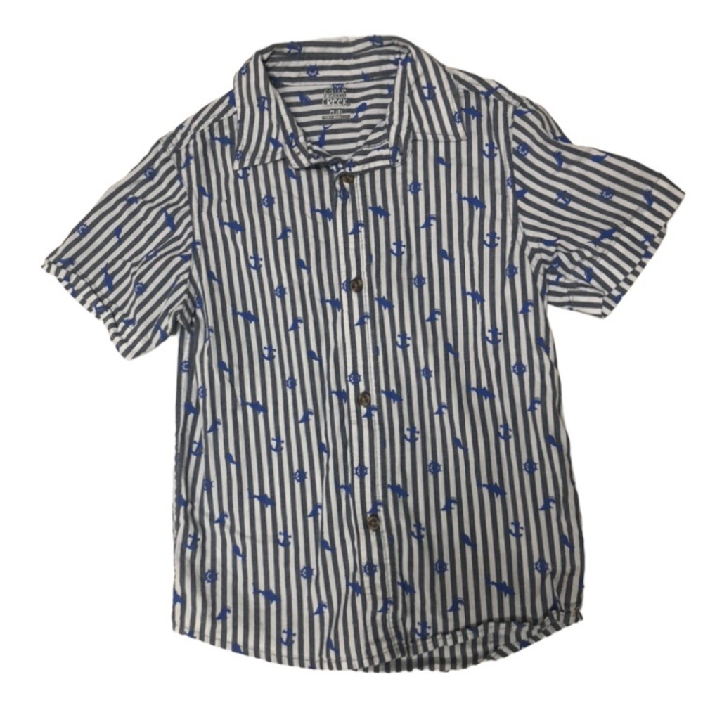 Nautical Striped Short Sleeve Button Down